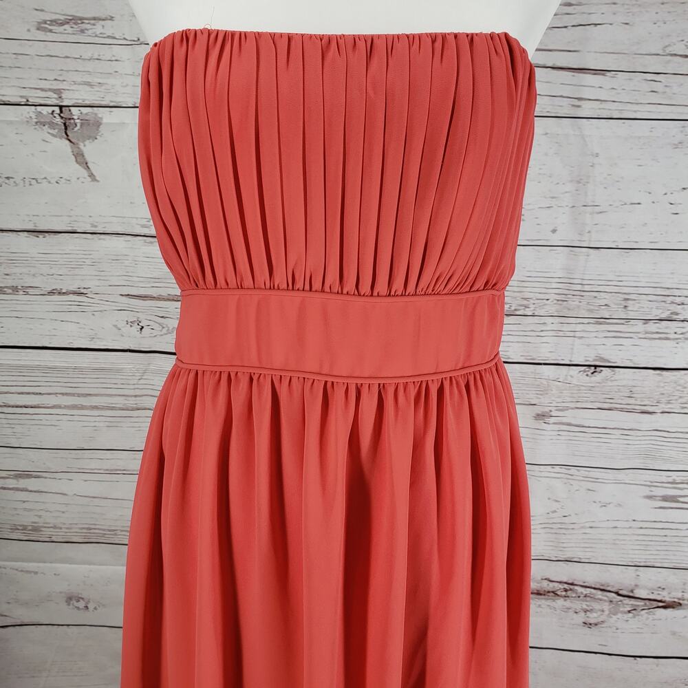 After Six Orange Strapless Tube Top Chiffon Formal Evening Dress Size 14 - Picture 4 of 11